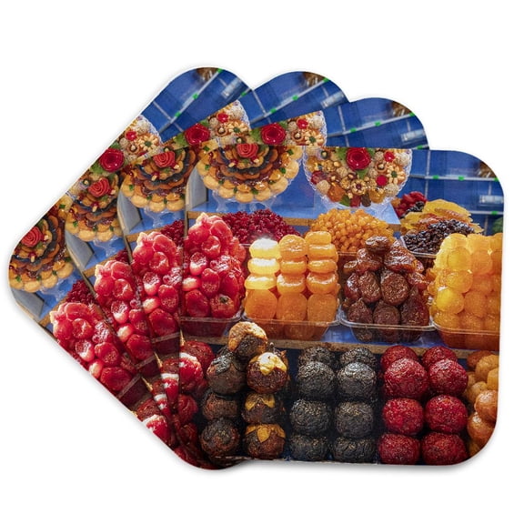 3drose, Armenia, Yerevan. Farmers Market. Dried Fruits., Set of 4 Coasters - Soft