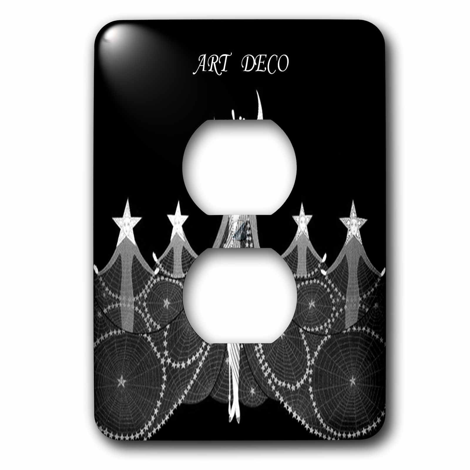 3dRose, Art Deco Dancers In Black n White, 2 plug outlet cover
