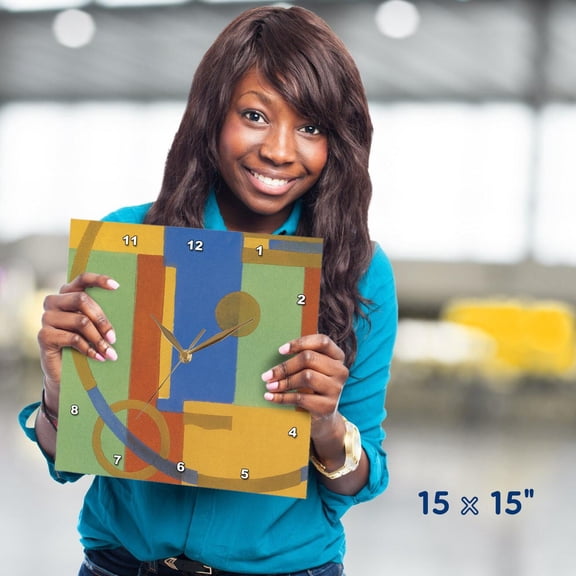 3dRose, Art Deco Squares, 15x15 Wall Clock