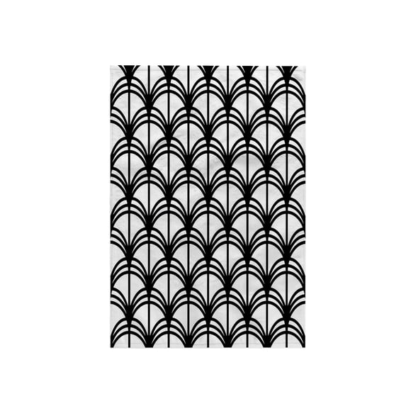 3dRose, Art Deco Style Shell Seamless Pattern Black Accent On White, 15x22 Hand Towel
