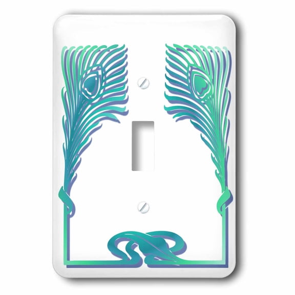 3dRose, Art Nouveau Feather Border, single toggle switch