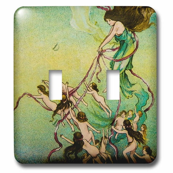 3dRose, Art Nouveau Undersea Maiden and Sea Nymphs Surreal Vintage 1895, double toggle switch