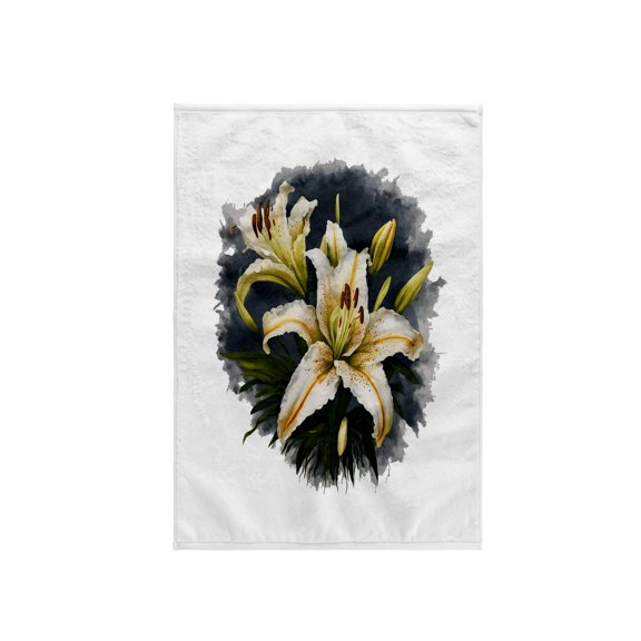 3dRose, Artistic White Lilies Vector Design, 15x22 Hand Towel