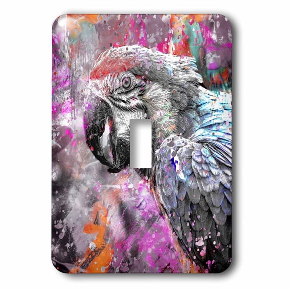 3dRose, Artistic parrot mixed media illustration with paint splatter, single toggle switch