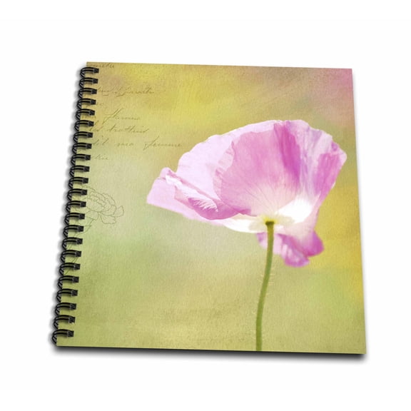 3dRose, Artsy Pink Iceland Poppy Flower Photography, Drawing Book 8 x 8 inch