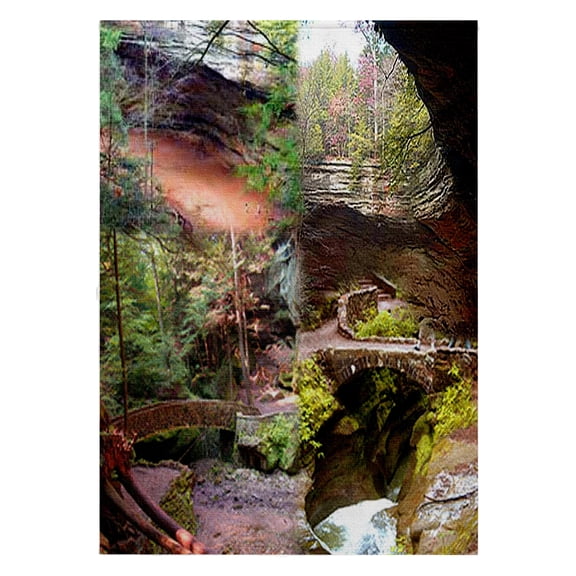3dRose, Ash Cave and Old Mans Cave in Hocking Hills State Park Collage, 22x30 Bath Hand Pool Towel