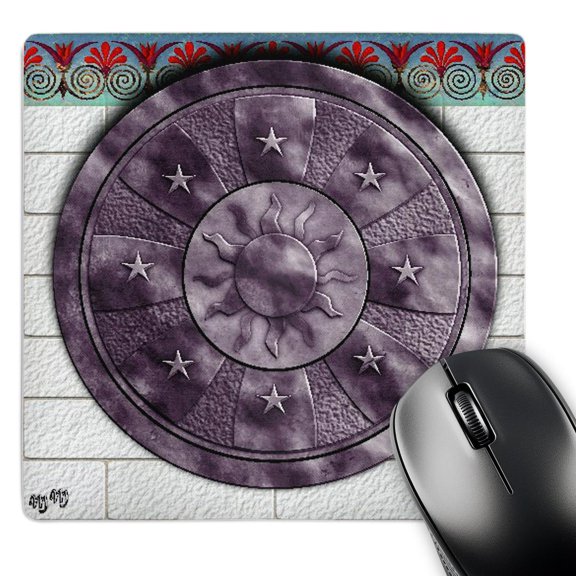 3dRose, Astrological shield with wall background and decorations, MousePad