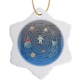 thumbnail image 1 of 3drose, Astronaut, Aliens, Space Ships, Moon, Earth, Saturn, and Stars, Blue, 3 inch Snowflake Porcelain Ornament, 1 of 7