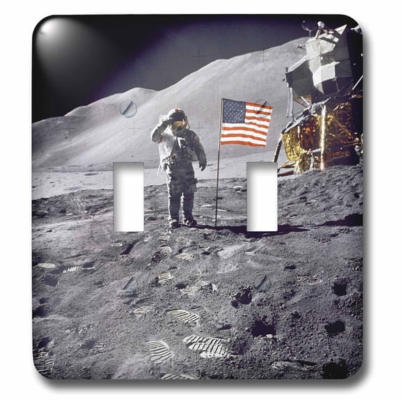 3dRose, Astronaut Dave Scott Salutes American Flag On The Moon, double toggle switch
