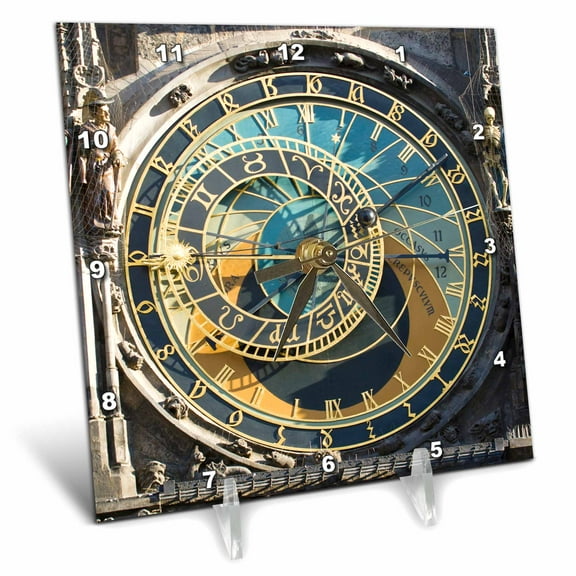 3dRose, Astronomical Clock, Orloj, Prague, Czech Republic - EU06 THA0021 - Tom Haseltine, 6x6 Desk Clock