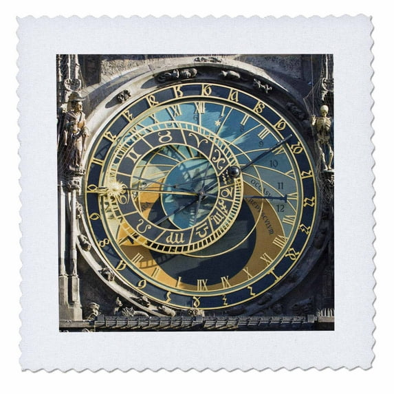 3dRose, Astronomical Clock, Orloj, Prague, Czech Republic - EU06 THA0021 - Tom Haseltine, 10x10 inch quilt square