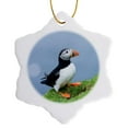 thumbnail image 1 of 3drose, Atlantic Puffin on Cliff. Shetland Islands, Scotland., 3 inch Snowflake Porcelain Ornament, 1 of 7
