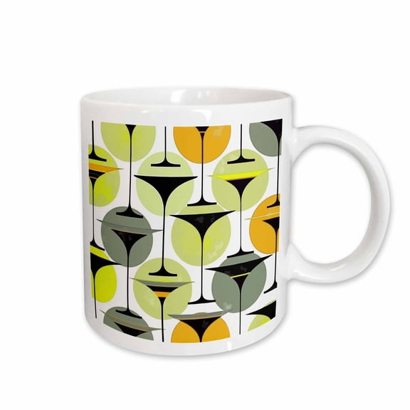 3drose, Atomic Fifties Inspired Martinis in Grey, Lime, Cream, and Yellow, 11oz Mug