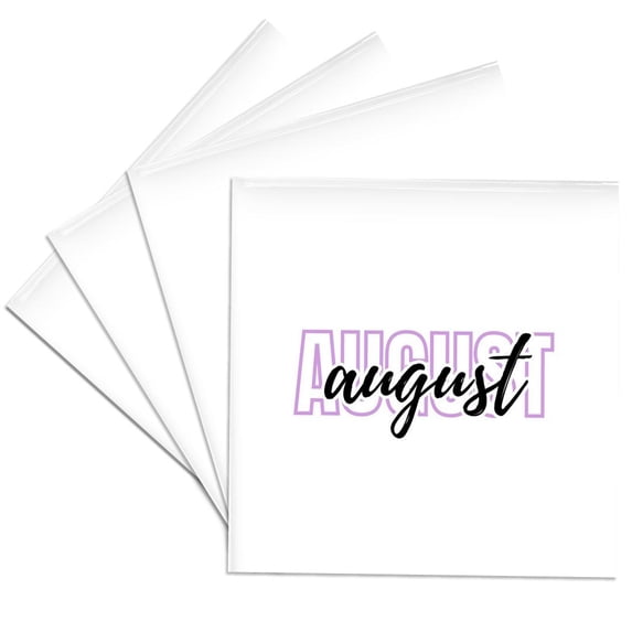 3drose, August - Typography Text, Set of 4 Ceramic Tile Coasters