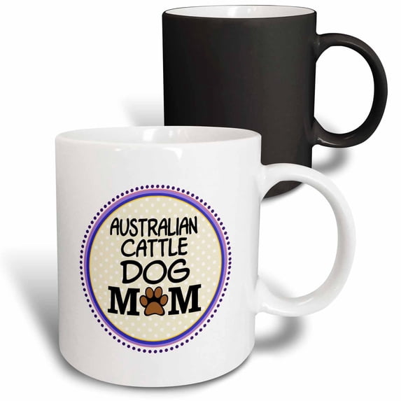 3drose, Australian Cattle Dog Mom - Doggie Mama by Breed - Paw Print Doggy Love Mum Dog Lovers Pet Owner, 11oz Magic Transforming Mug