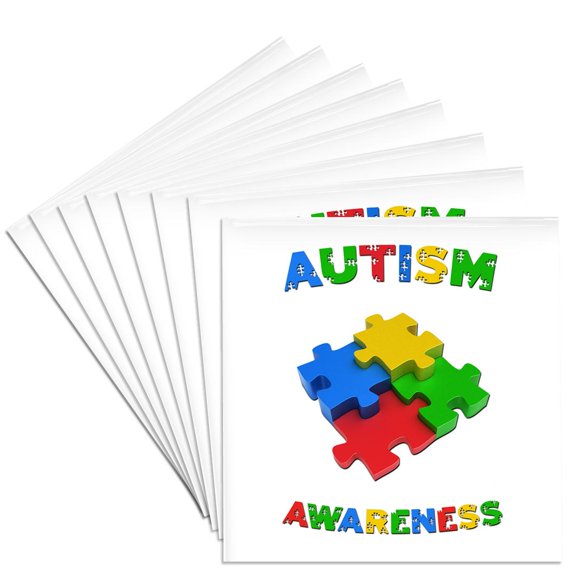3dRose, Autism Awareness Colorful Puzzle Pieces, Set of 8 Ceramic Tile Coasters