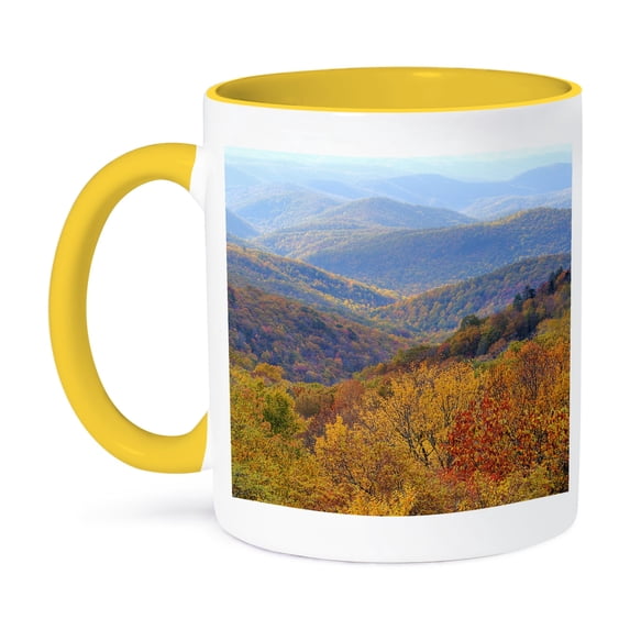 3dRose, Autumn, Blue Ridge Mountains, North Carolina - US34 CHA0000 - Chuck Haney, 11oz Two-Tone Yellow Mug
