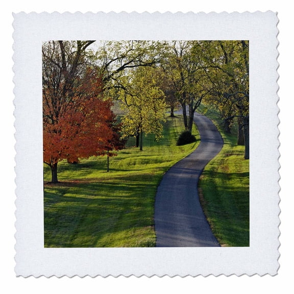 3dRose, Autumn road, Bluegrass region, Lexington, Kentucky - US18 AJE0393 - Adam Jones, 10x10 inch quilt square