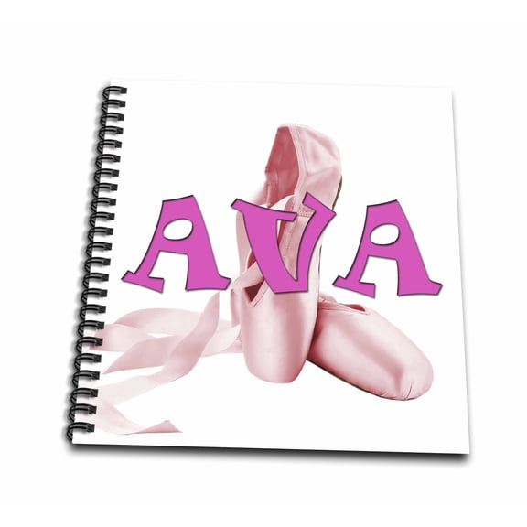 3dRose, Ava. Pink Ballet Shoes., Drawing Book 8 x 8 inch