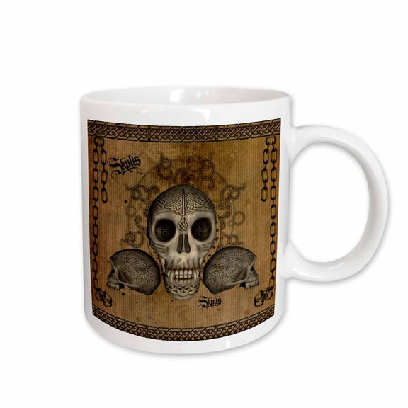 3drose, Awesome Skull with Celtic Knot, 15oz Mug