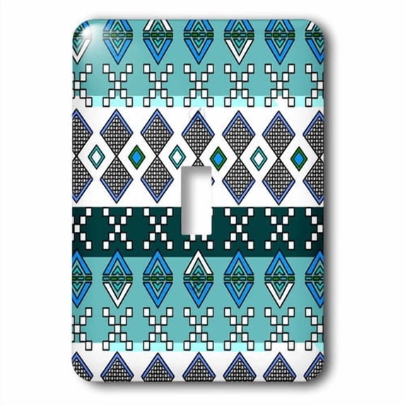 3dRose, Aztec Andes Tribal Geometric Pattern Blue and White, single toggle switch