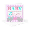 thumbnail image 1 of 3drose, Baby Shower - Cute Twin Elephants Pink and Blue, 1 Greeting Card with Envelope, 1 of 6