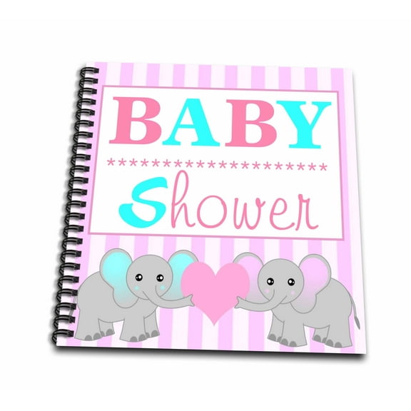 3dRose, BABY Shower - Cute Twin Elephants Pink and Blue, Mini Notepad 4 x 4 inch