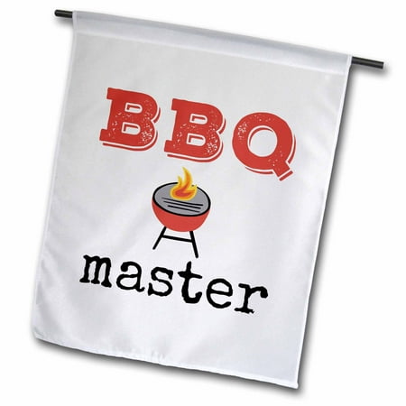 3dRose, BBQ master, picture of a grill with black and red lettering, 12 x 18 inch Garden Flag