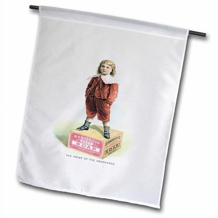 3dRose, B. T. Babbitts Best Soap with a Young Boy Standing on a Wooden Soapbox, 18 x 27 inch Garden Flag