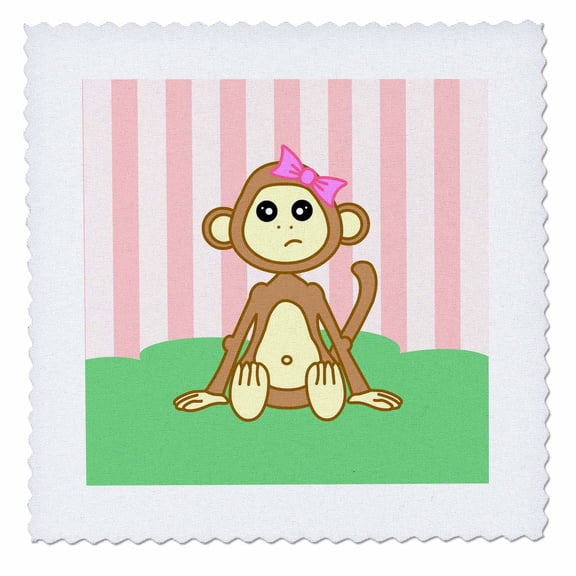 3dRose, Baby Animals  Monkey Girl, 10x10 inch quilt square