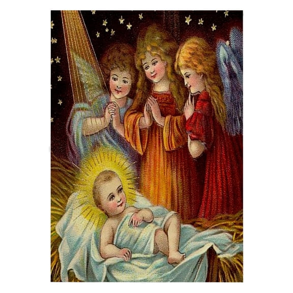 3dRose, Baby Jesus and Three Young Angels Vintage Artwork, 22x30 Bath Hand Pool Towel
