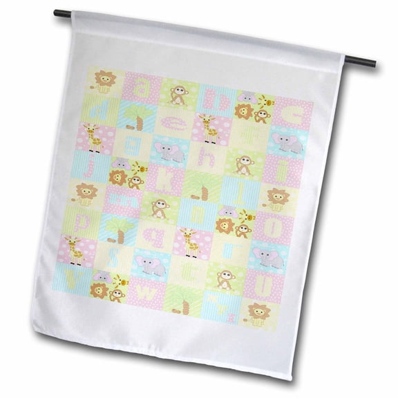 3dRose, Baby Jungle Animals Alphabet Print, 12 x 18 inch Garden Flag