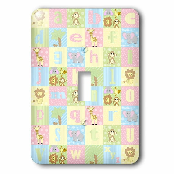 3dRose, Baby Jungle Animals Alphabet Print, single toggle switch