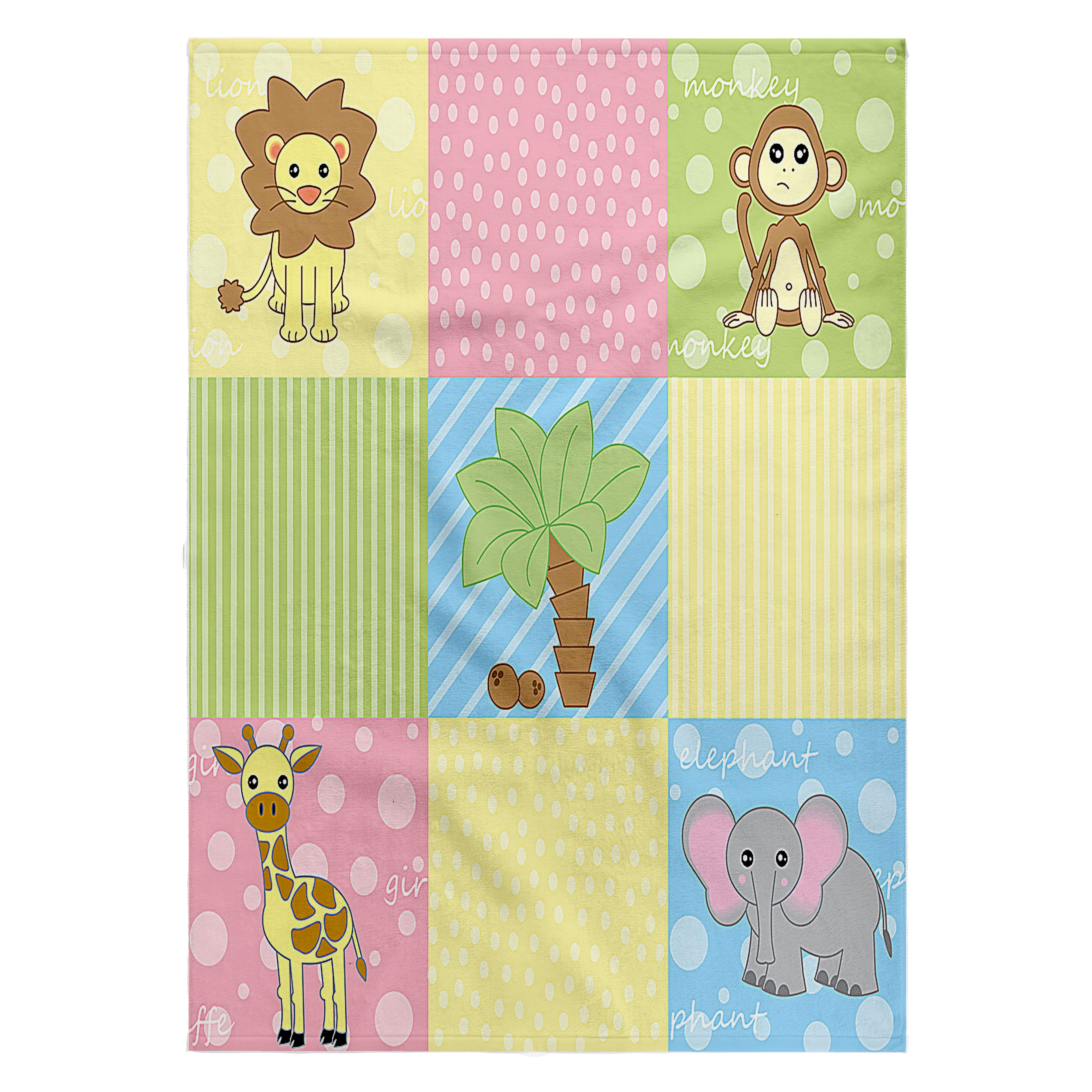3dRose, Baby Jungle Animals Print Pastels, 22x30 Bath Hand Pool Towel