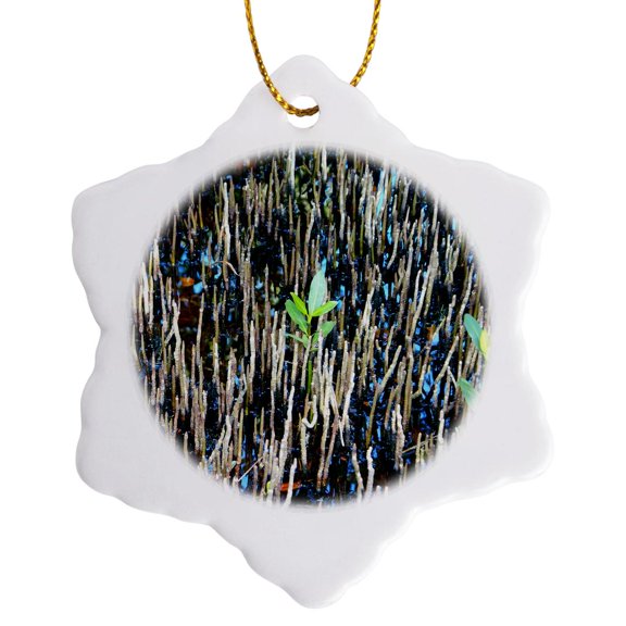 3drose, Baby Mangroves, 3 inch Snowflake Porcelain Ornament