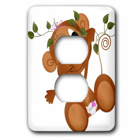 3dRose, Baby Monkey Swinging, 2 plug outlet cover