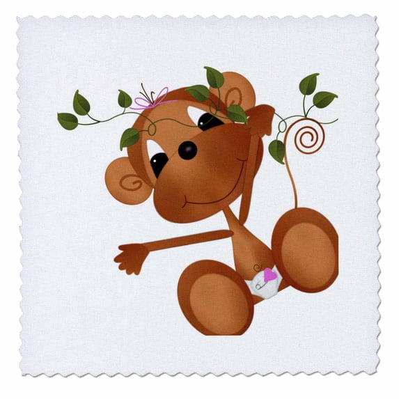 3dRose, Baby Monkey Swinging, 6x6 inch quilt square