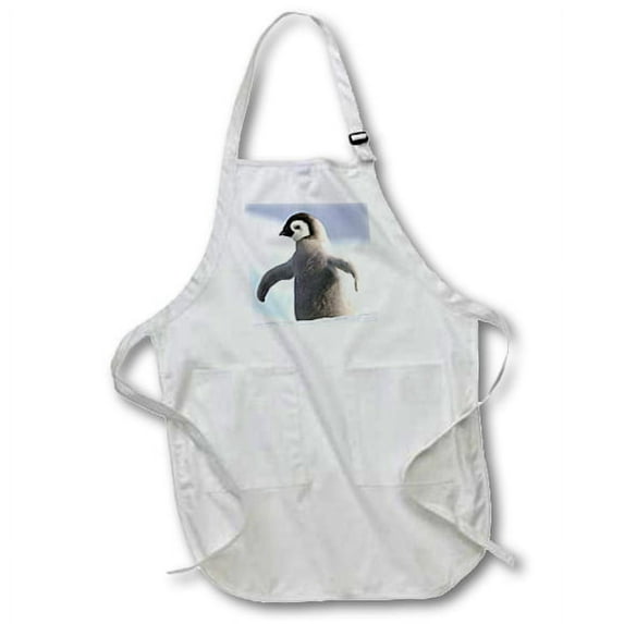 3dRose, Baby Penguin, Medium Length Apron with Pouch Pockets 22w x 24l
