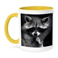 thumbnail image 1 of 3dRose, Baby Raccoon black and white digital image., 11oz Two-Tone Yellow Mug, 1 of 7