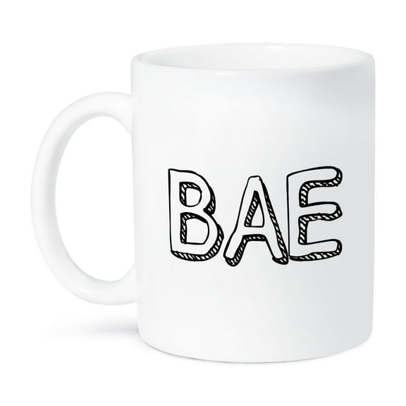 3dRose, Bae block letters on white background, 11oz Mug