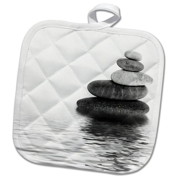 3dRose, Balanced Stone Cairn Zen Style In Water, 8x8 Potholder