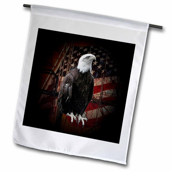 3dRose, Bald Eagle with American Flag, 12 x 18 inch Garden Flag