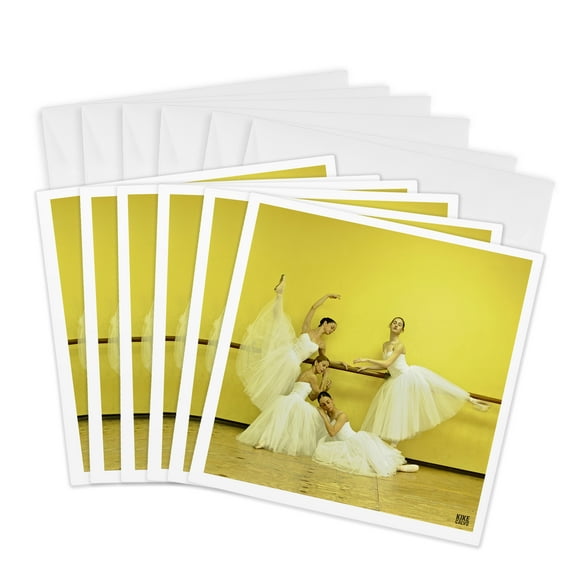 3drose, Ballerinas of the National Ballet Wearing a Romantic White Dress 2, 6 Greeting Cards with Envelopes