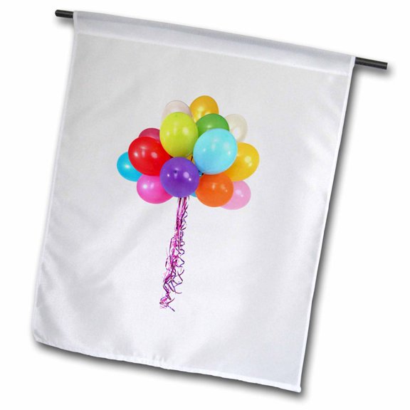 3dRose, Balloons, Picture Of Multi Colored Balloons On Strings, 12 x 18 inch Garden Flag
