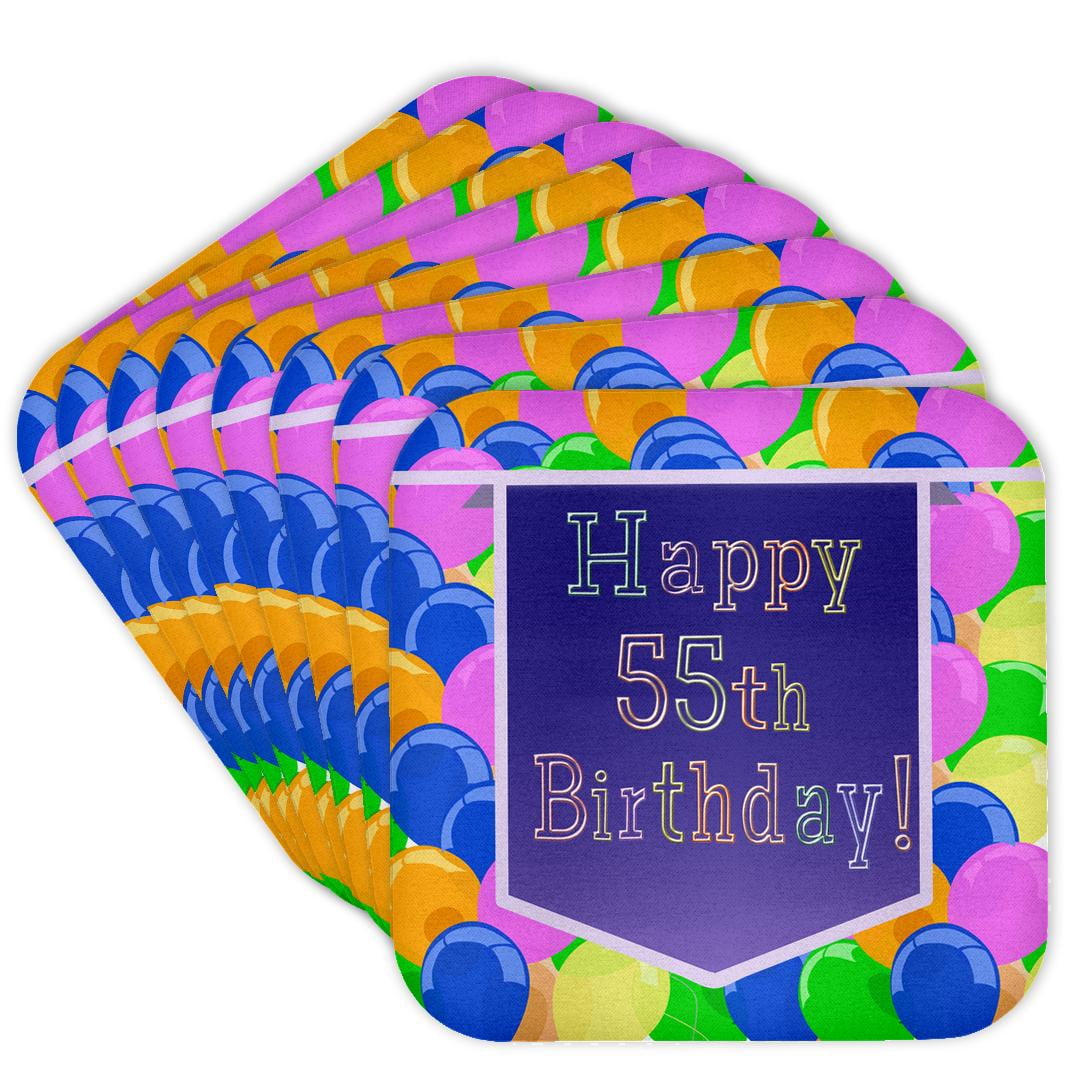 3drose, Balloons with Purple Banner Happy 55th Birthday, Set of 8 ...