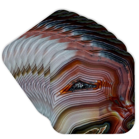 3drose, Banded Agate, Quartzsite, Tight Layers, Set of 8 Coasters - Soft