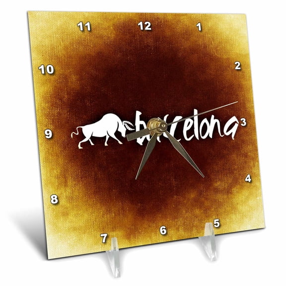 3dRose, Barcelona with Spanish Bullfighting, 6x6 Desk Clock