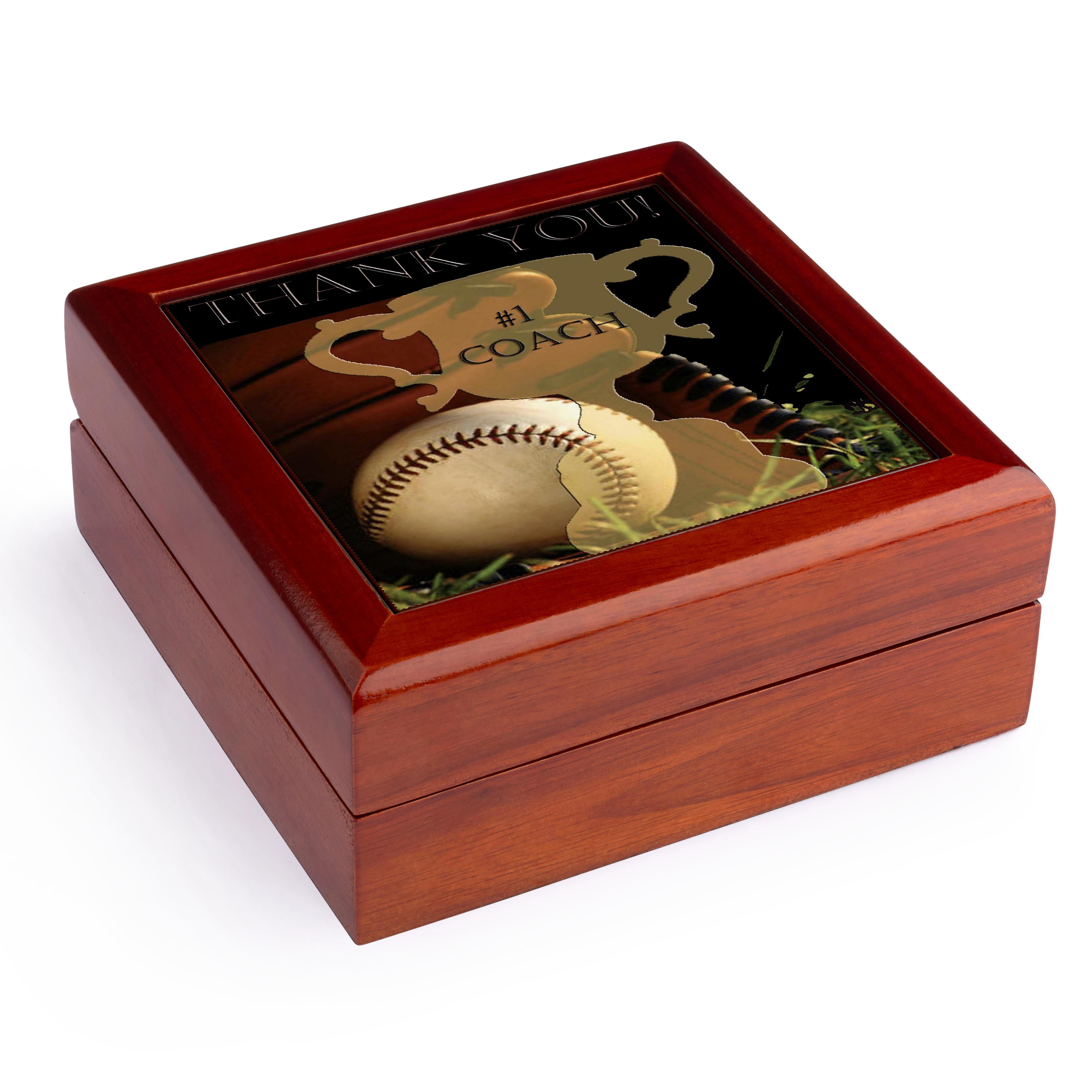 3dRose, Basebal 1 Coach, Jewelry Box 5.5x5.5 inch with 4 inch tile ...