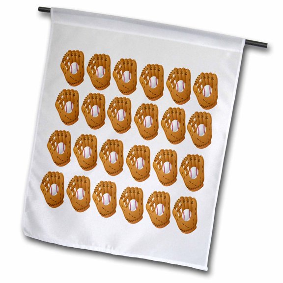 3dRose, Baseball Glove Pattern, 12 x 18 inch Garden Flag