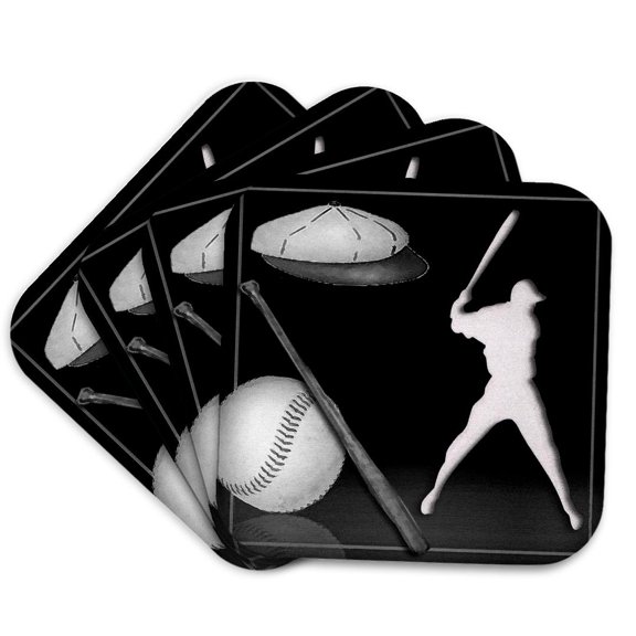 3dRose, Baseball Player, Set of 4 Coasters - Soft
